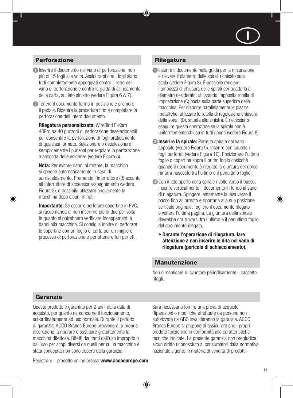 GBC 40Pro E-Karo User Manual | Page 11 / 38