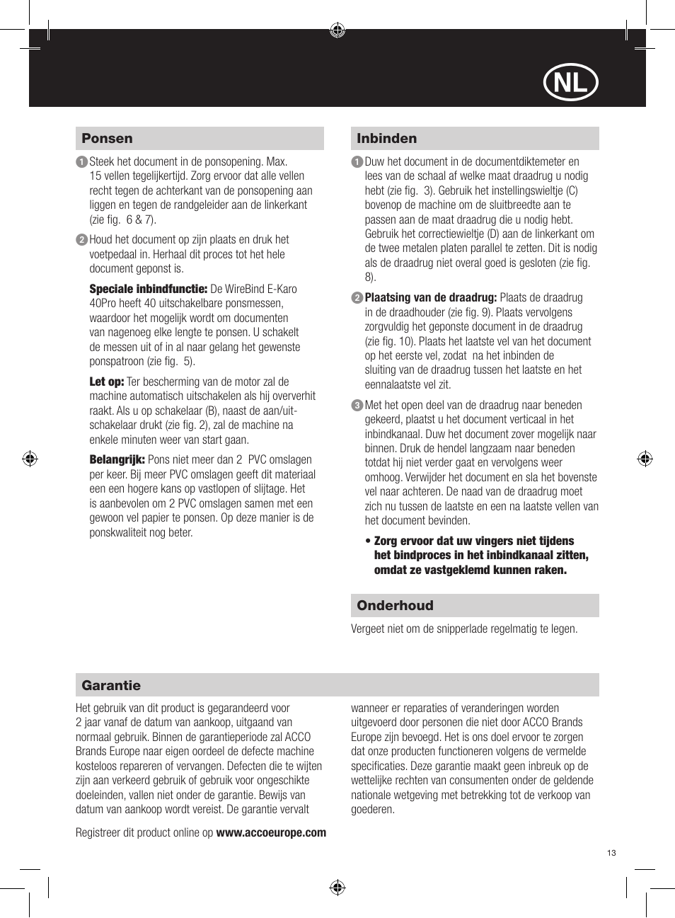 GBC 40Pro E-Karo User Manual | Page 13 / 38