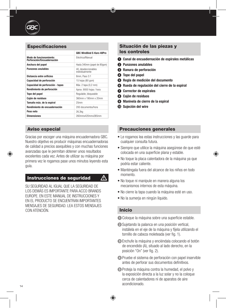 GBC 40Pro E-Karo User Manual | Page 14 / 38