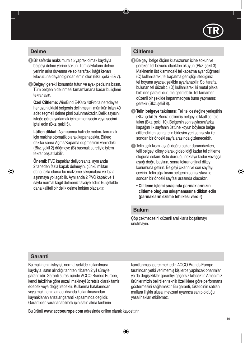 GBC 40Pro E-Karo User Manual | Page 19 / 38