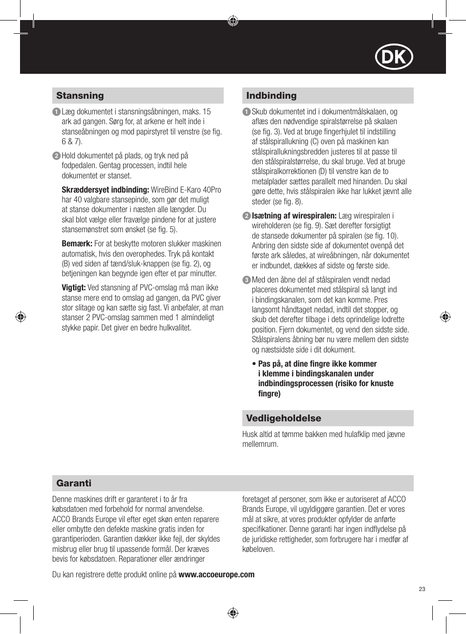 GBC 40Pro E-Karo User Manual | Page 23 / 38