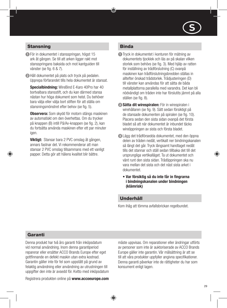 GBC 40Pro E-Karo User Manual | Page 29 / 38