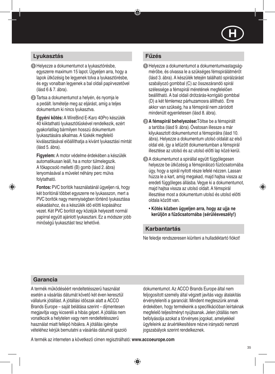 GBC 40Pro E-Karo User Manual | Page 35 / 38