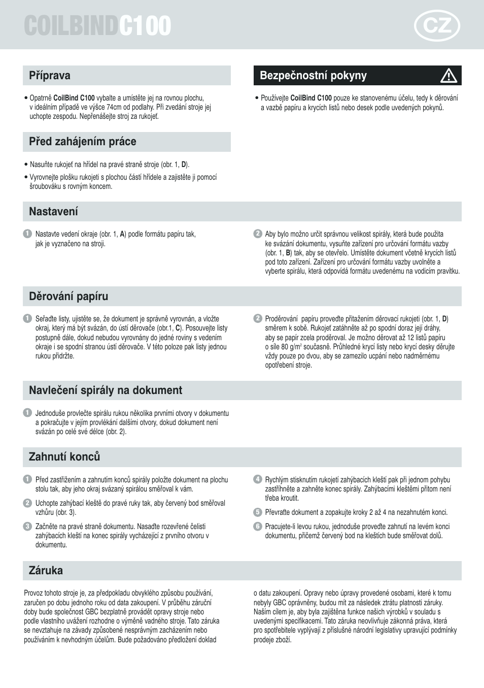 Coilbind c100 | GBC C100 CombBind User Manual | Page 12 / 16