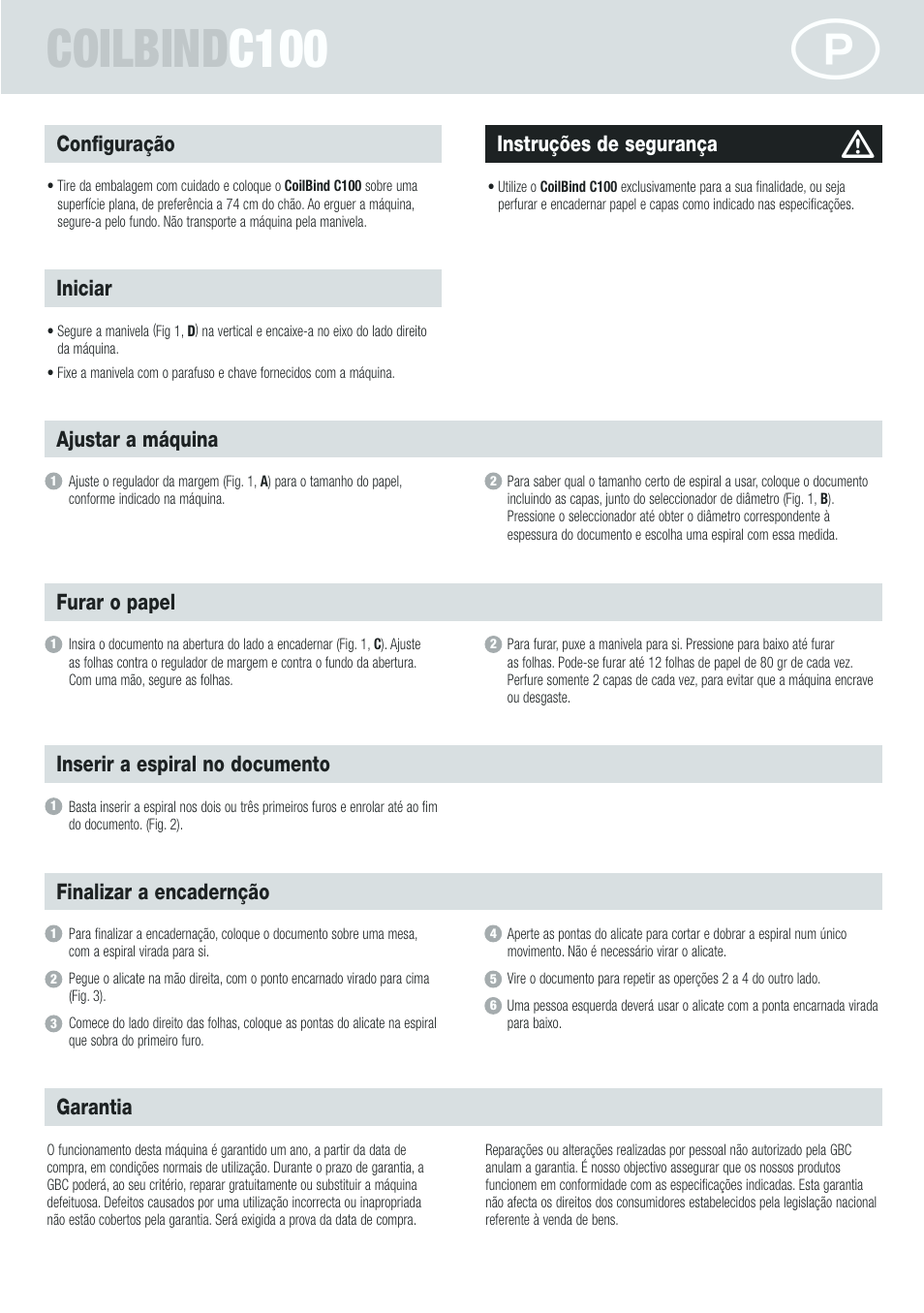 Coilbind c100 | GBC C100 CombBind User Manual | Page 9 / 16