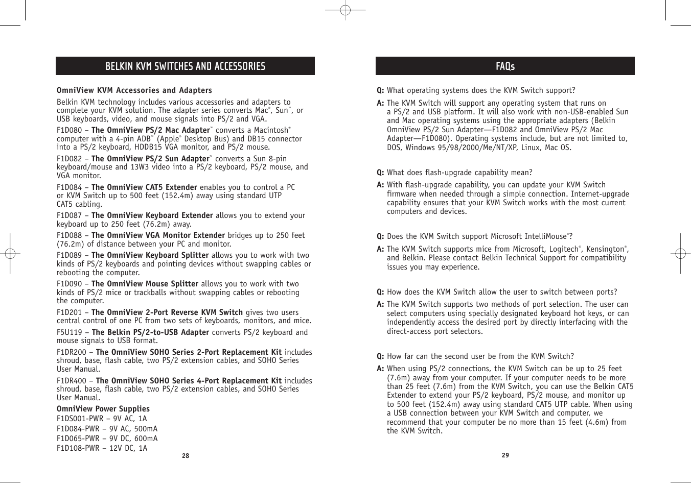 Faqs, Belkin kvm switches and accessories | Belkin F1DS102P User Manual | Page 16 / 20