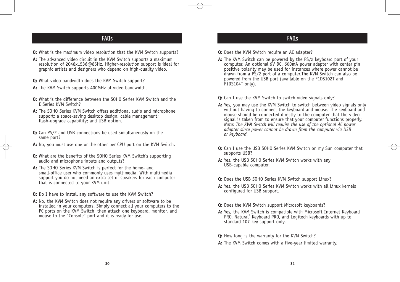Faqs | Belkin F1DS102P User Manual | Page 17 / 20
