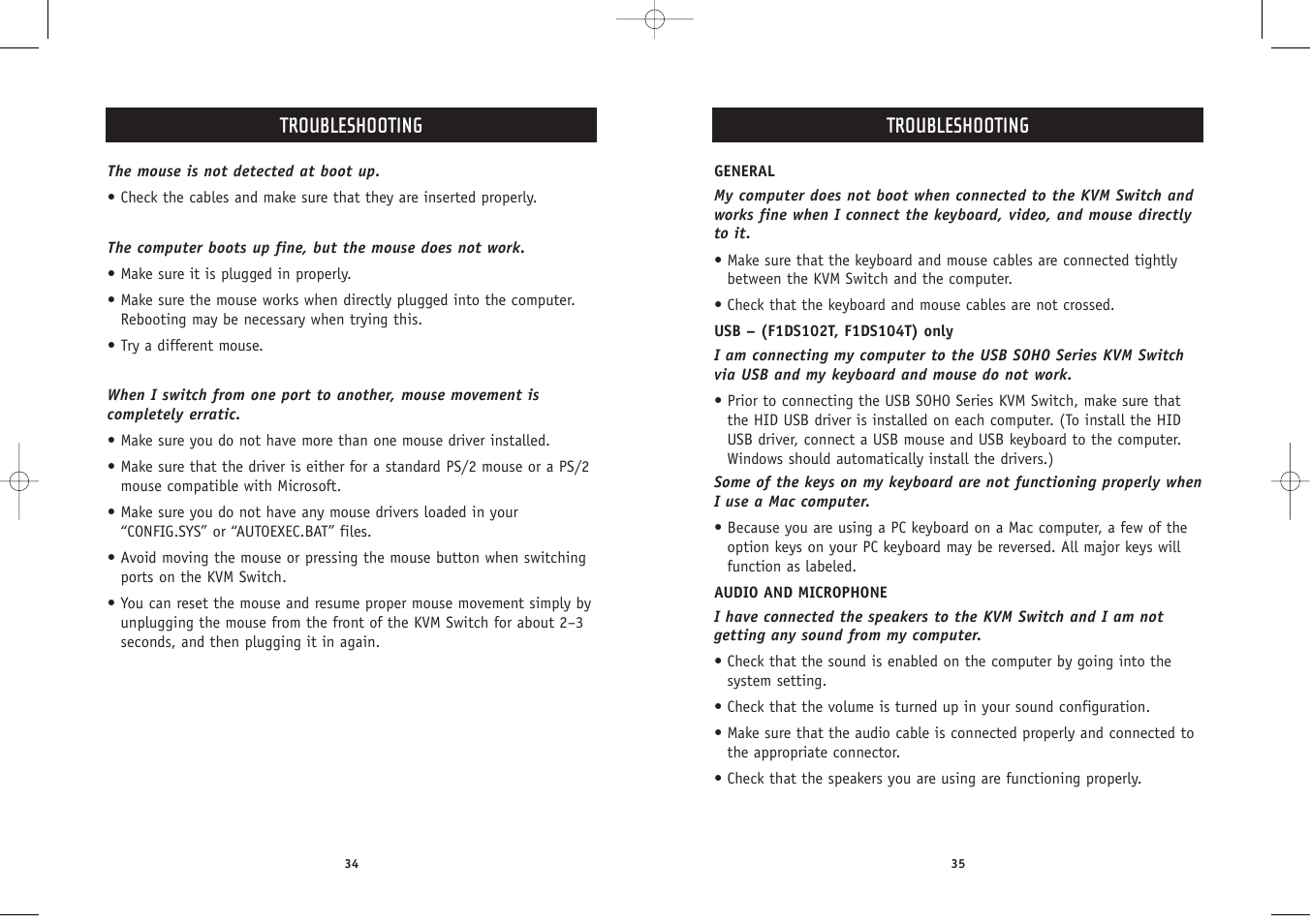 Troubleshooting | Belkin F1DS102P User Manual | Page 19 / 20