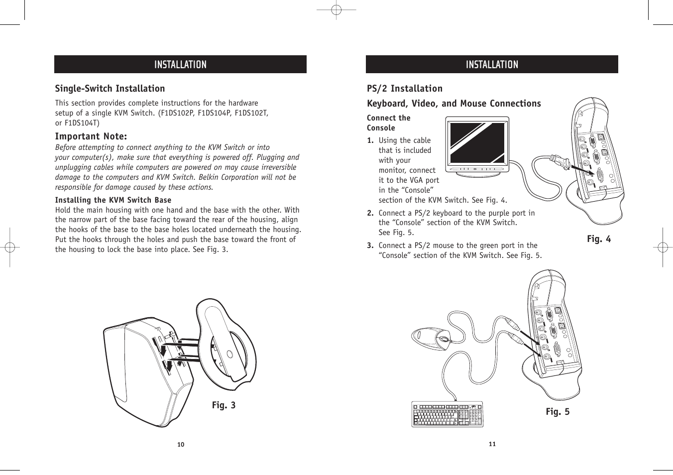 Installation | Belkin F1DS102P User Manual | Page 7 / 20