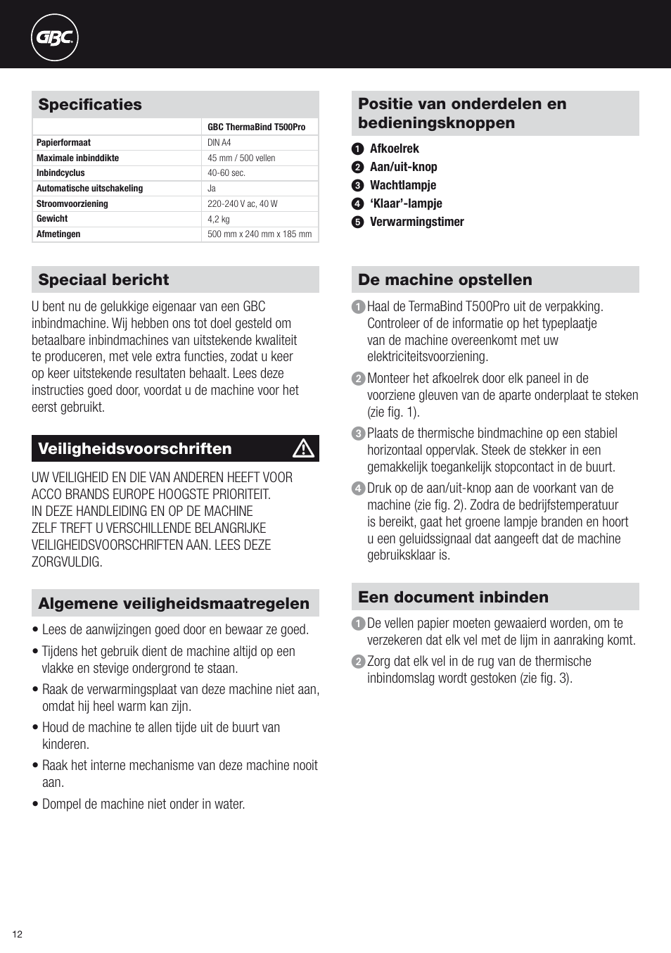 GBC T500Pro Thermal Bind User Manual | Page 12 / 38