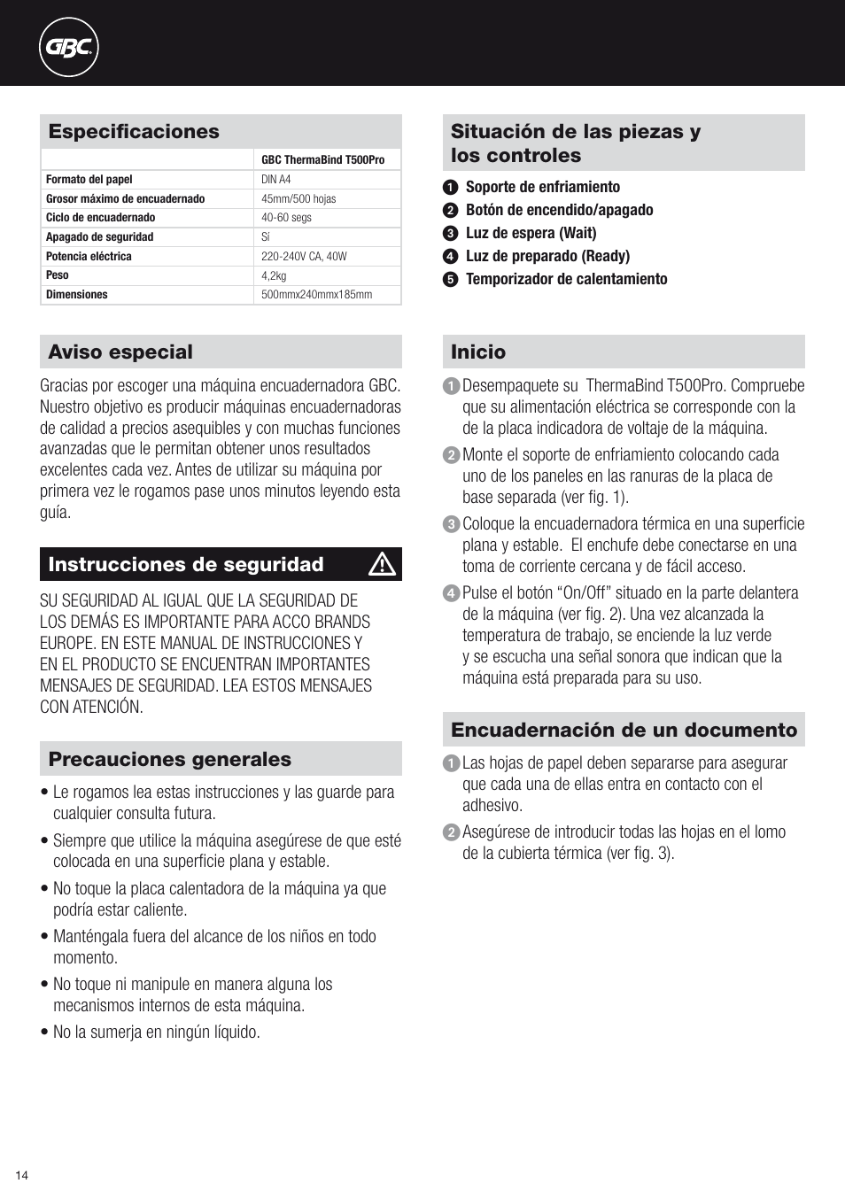 GBC T500Pro Thermal Bind User Manual | Page 14 / 38
