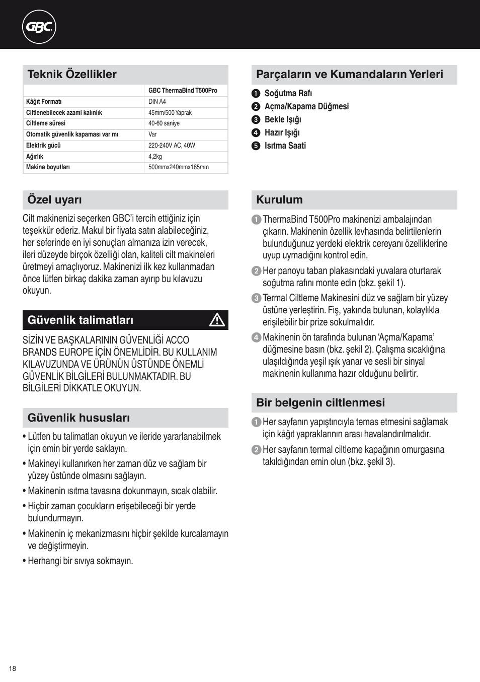 GBC T500Pro Thermal Bind User Manual | Page 18 / 38