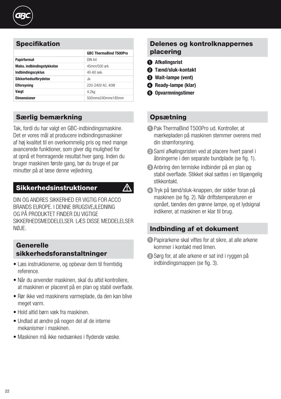 GBC T500Pro Thermal Bind User Manual | Page 22 / 38