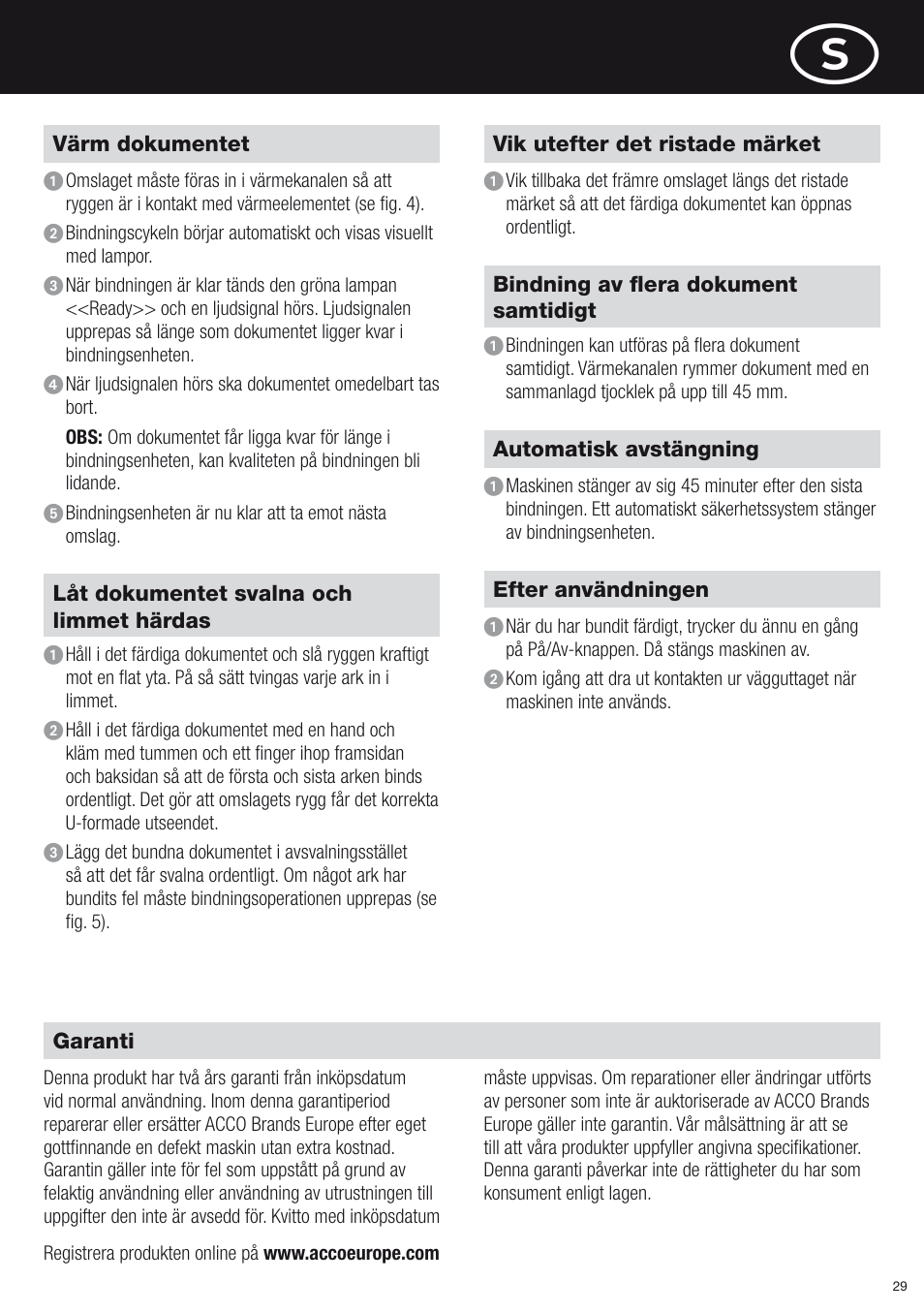 GBC T500Pro Thermal Bind User Manual | Page 29 / 38