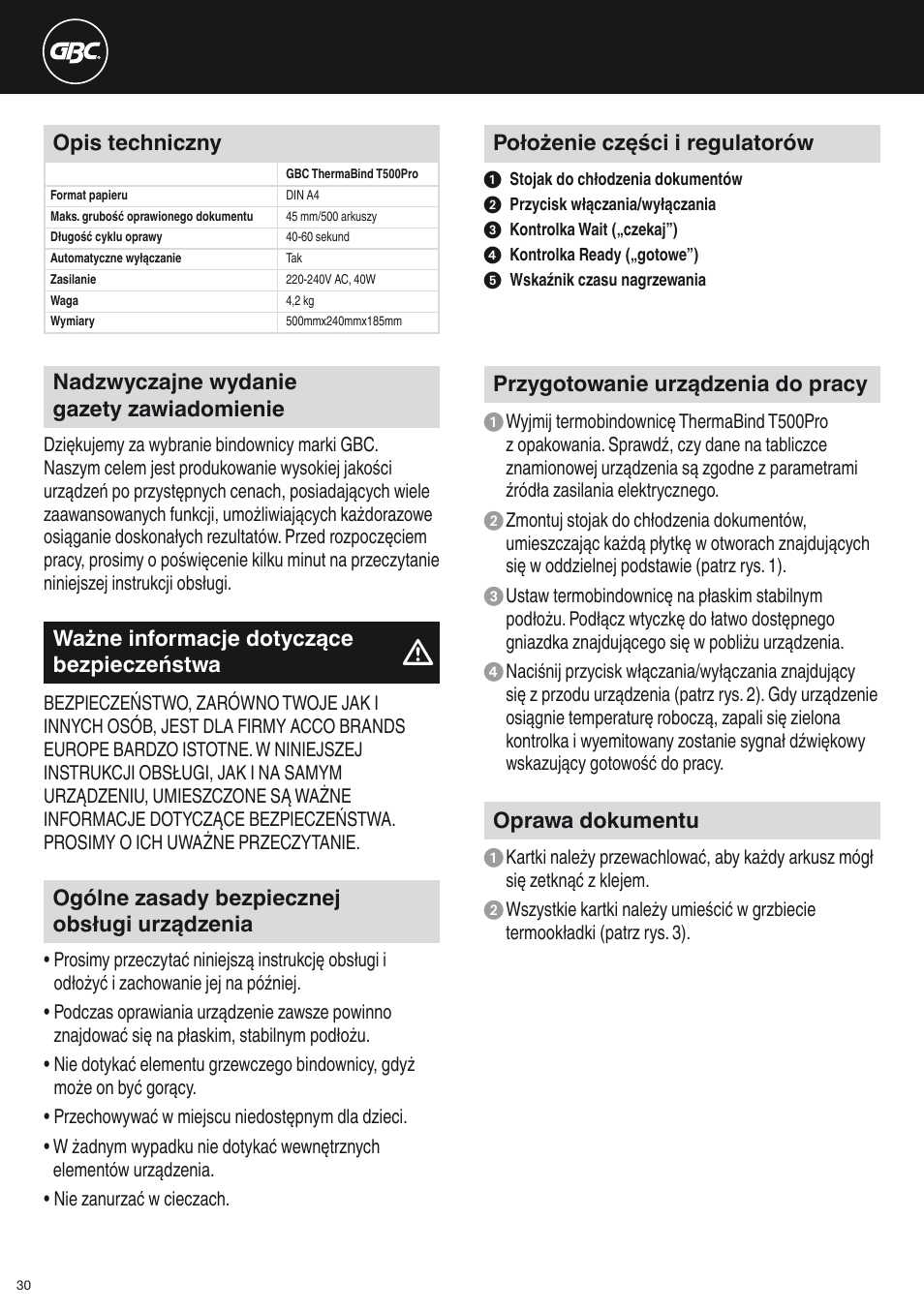 GBC T500Pro Thermal Bind User Manual | Page 30 / 38