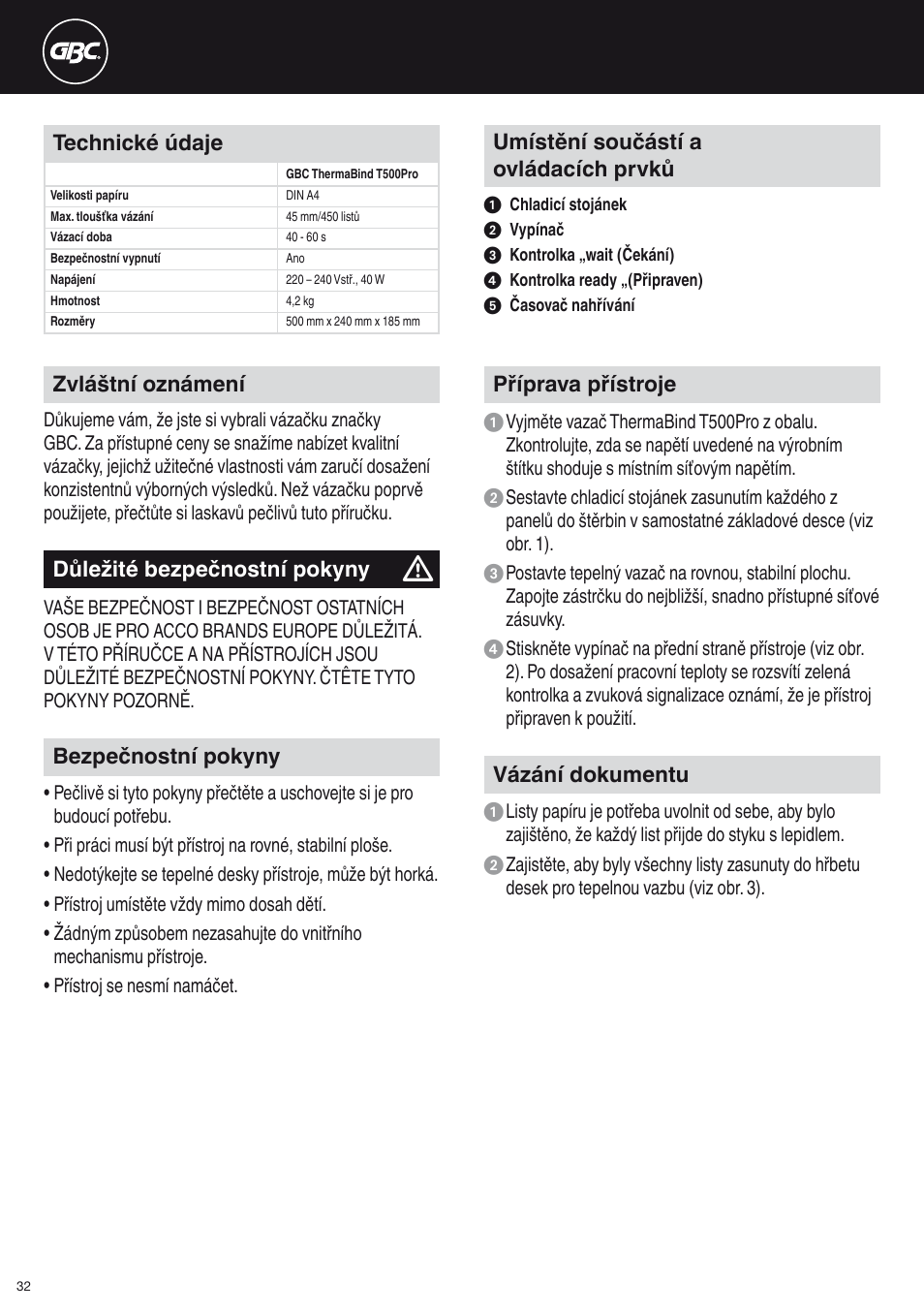 GBC T500Pro Thermal Bind User Manual | Page 32 / 38