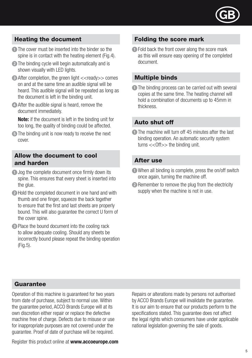 GBC T500Pro Thermal Bind User Manual | Page 5 / 38
