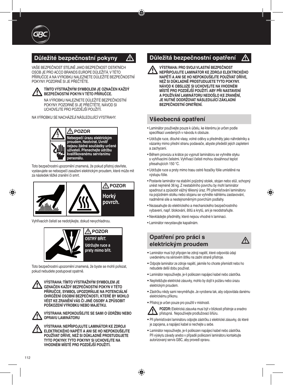 GBC AutoUltima Pro HiRes User Manual | Page 112 / 150