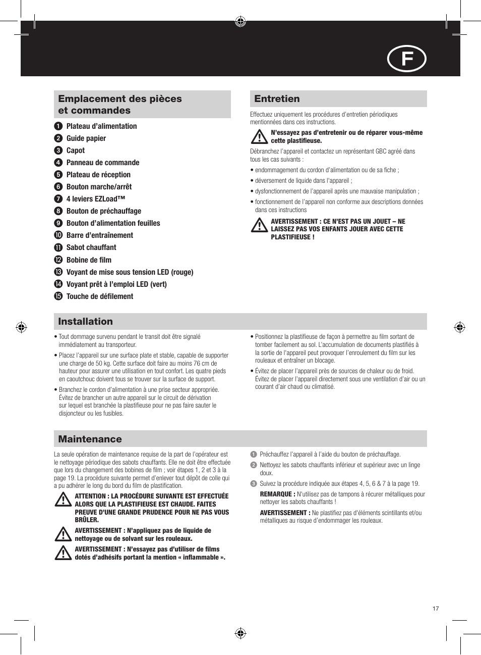 M m m | GBC AutoUltima Pro HiRes User Manual | Page 17 / 150