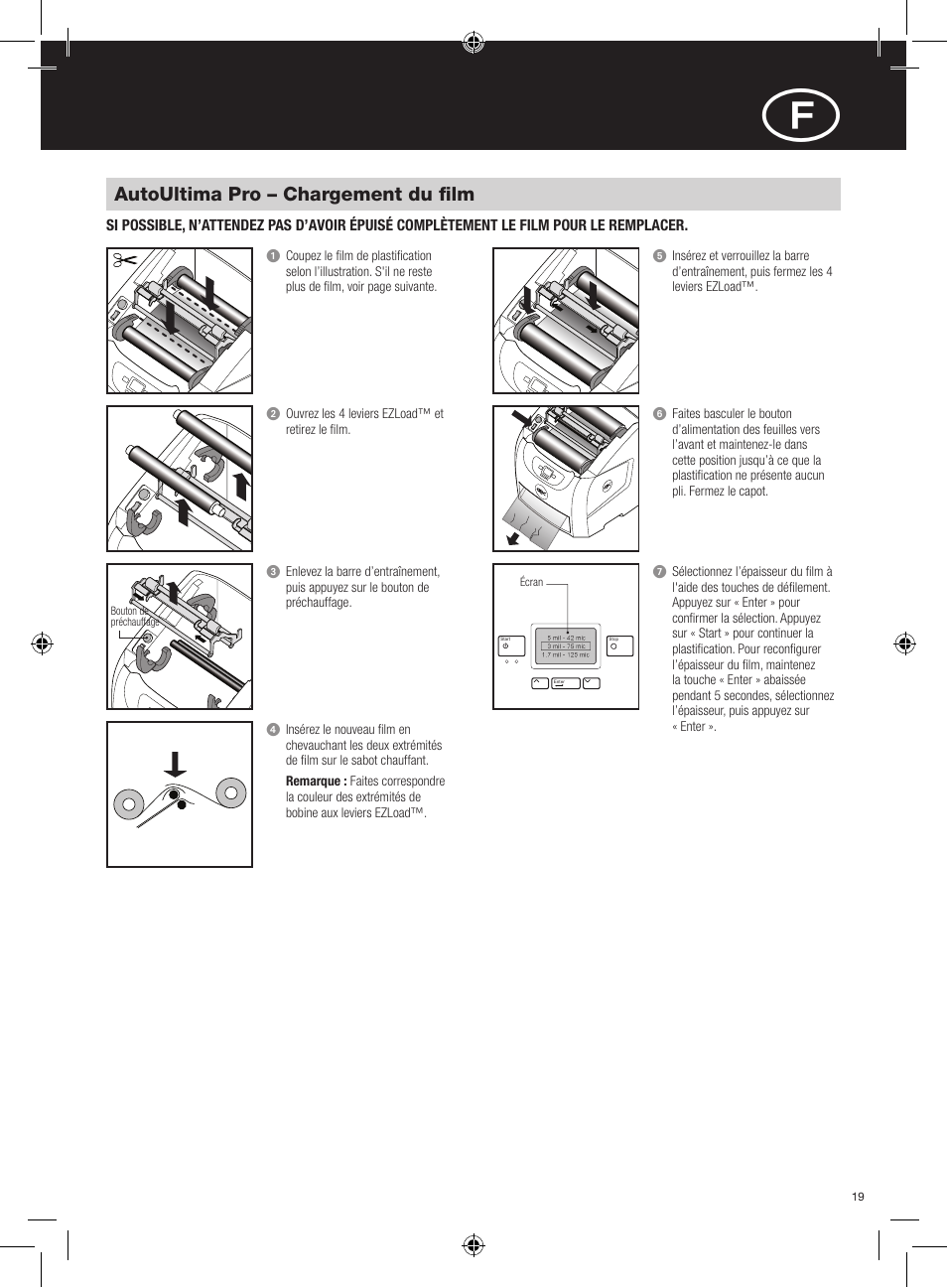 Autoultima pro – chargement du film | GBC AutoUltima Pro HiRes User Manual | Page 19 / 150
