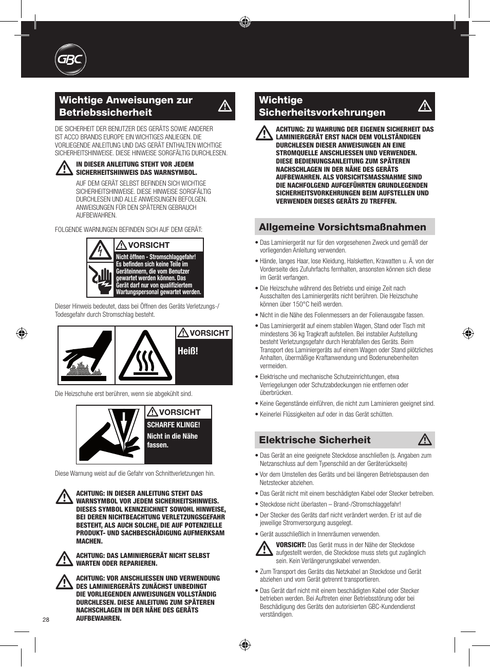 GBC AutoUltima Pro HiRes User Manual | Page 28 / 150