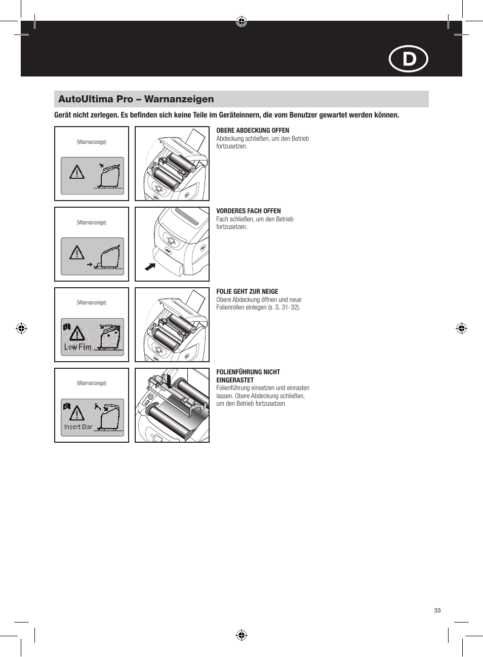 GBC AutoUltima Pro HiRes User Manual | Page 33 / 150