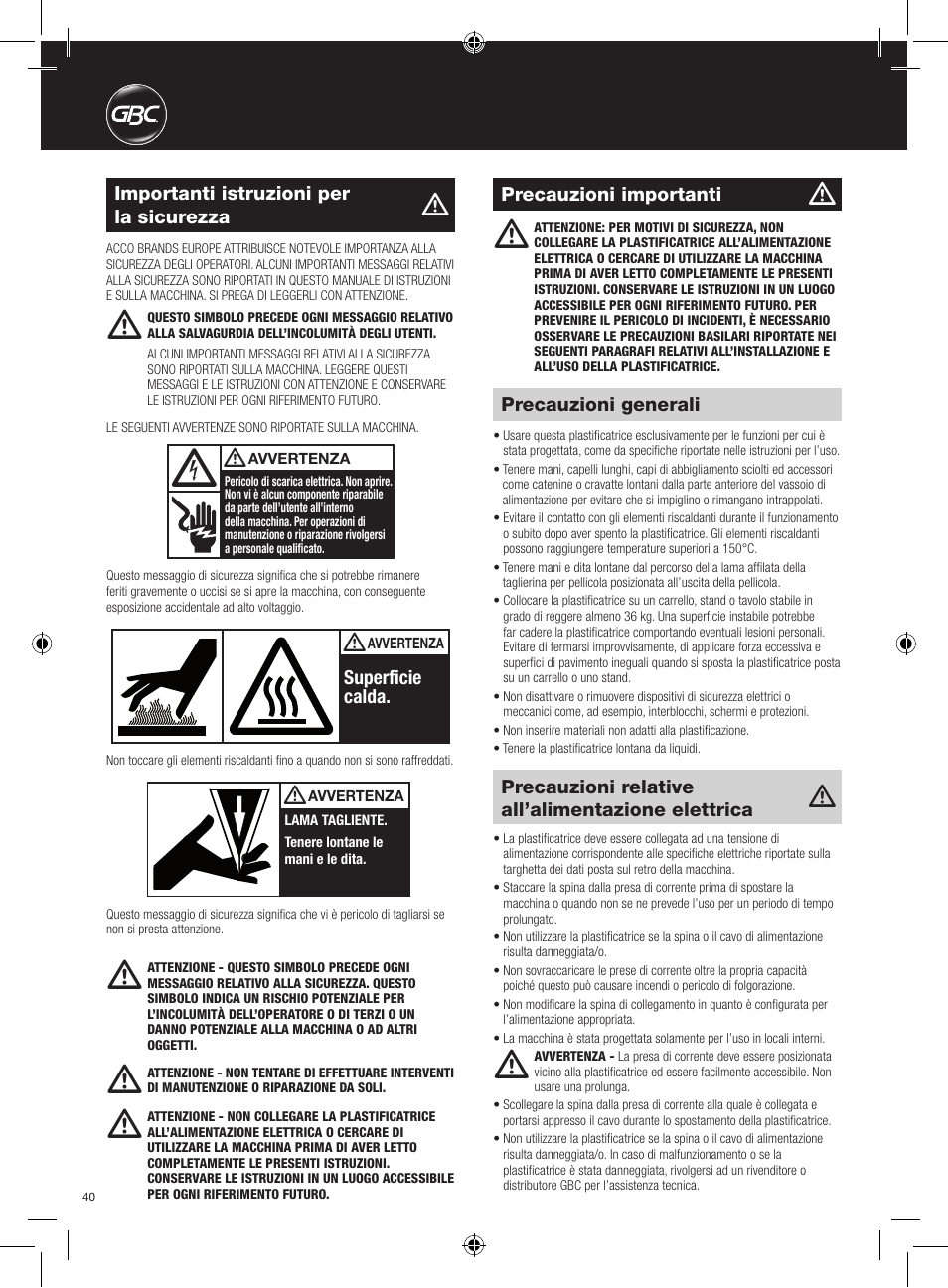 GBC AutoUltima Pro HiRes User Manual | Page 40 / 150