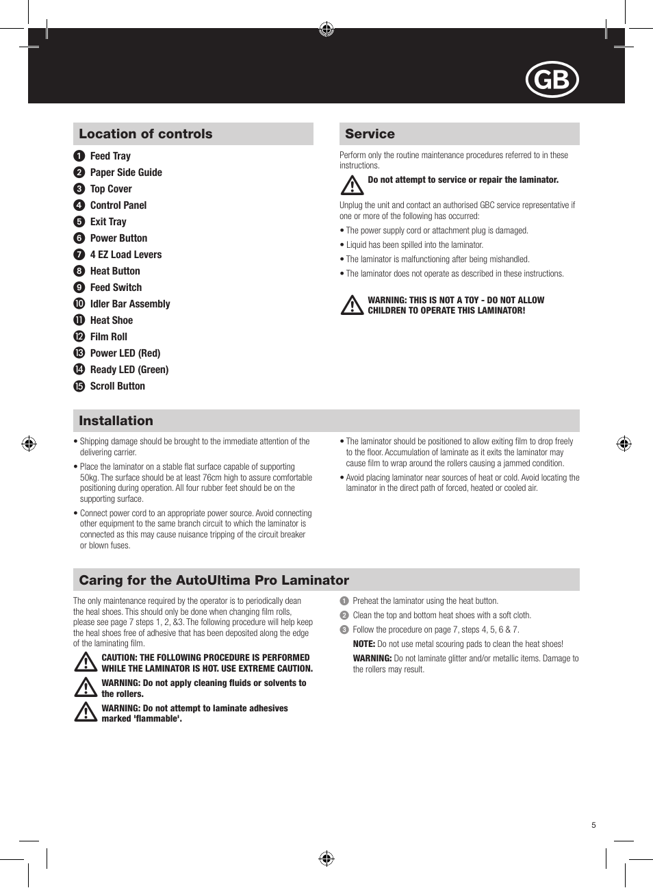 GBC AutoUltima Pro HiRes User Manual | Page 5 / 150