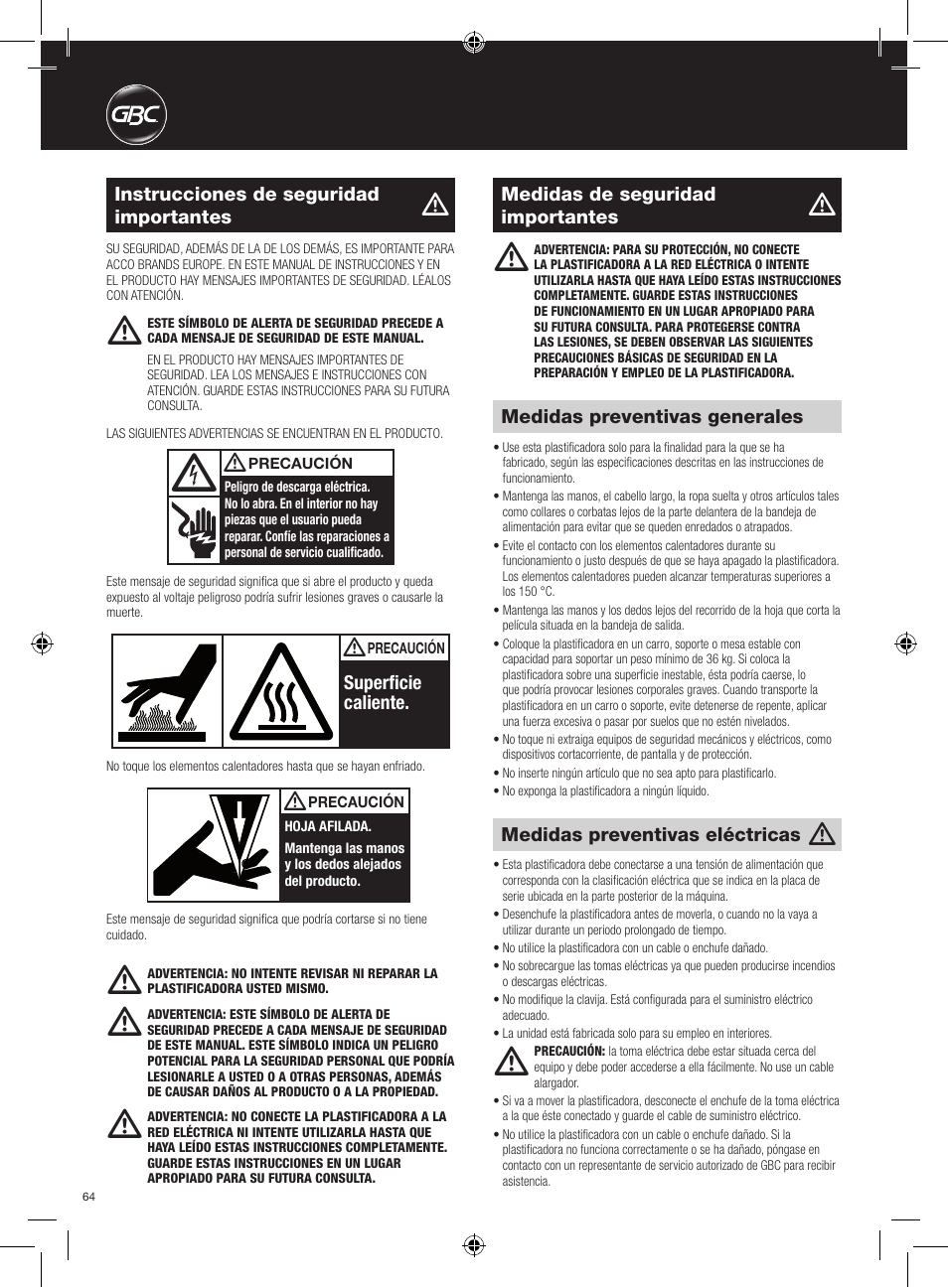 GBC AutoUltima Pro HiRes User Manual | Page 64 / 150