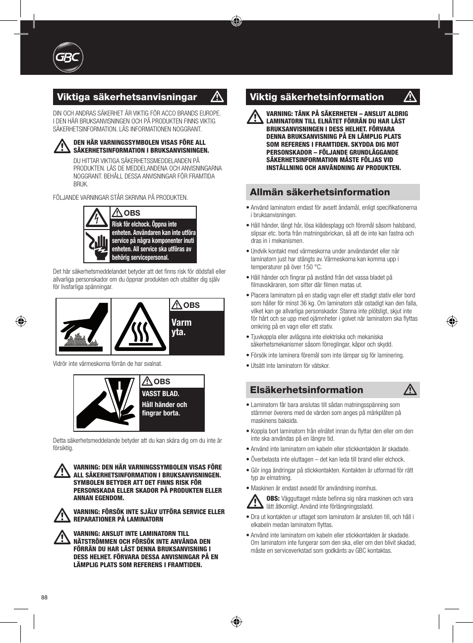 GBC AutoUltima Pro HiRes User Manual | Page 88 / 150