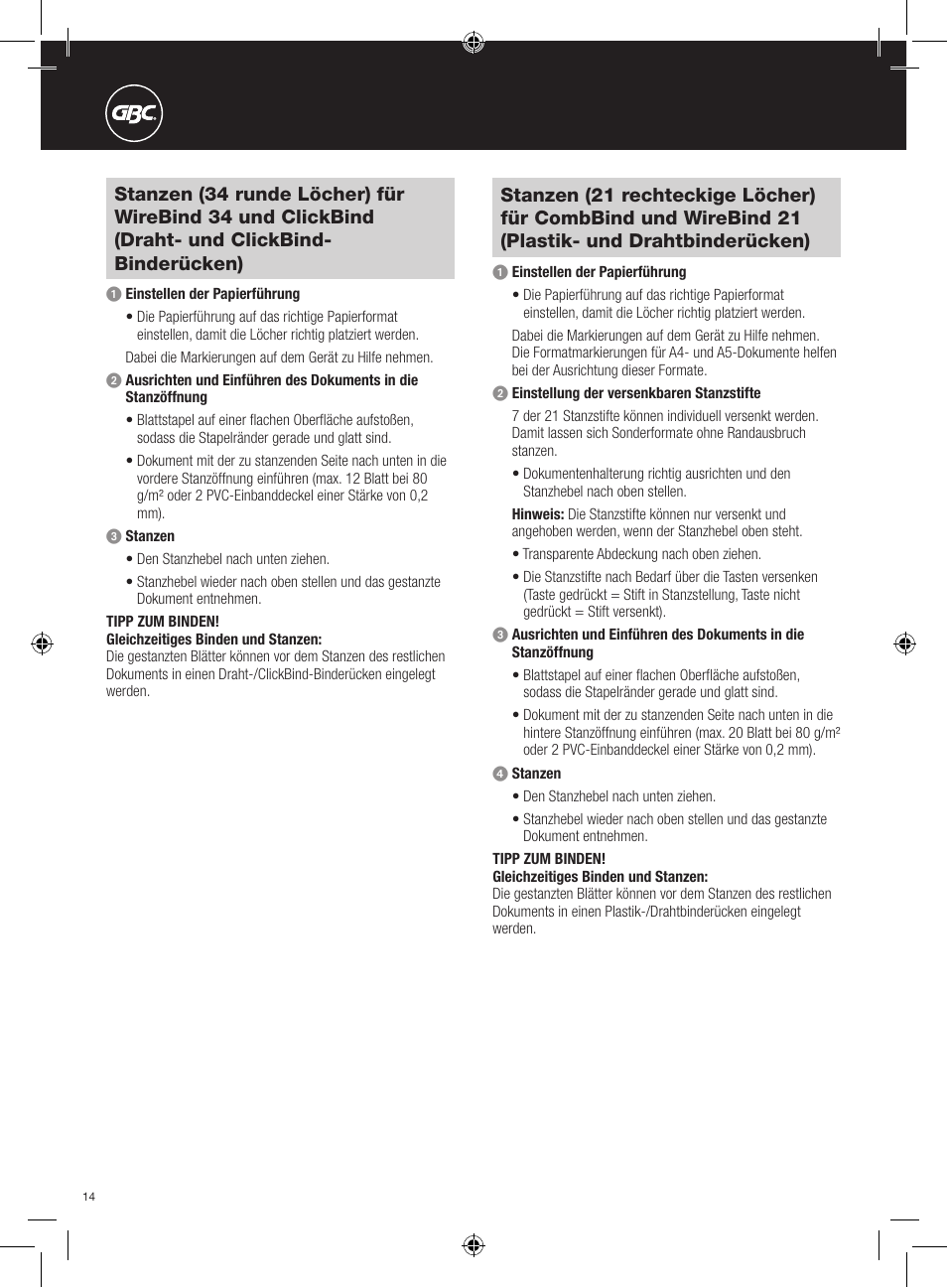 GBC 420 MultiBind User Manual | Page 14 / 74