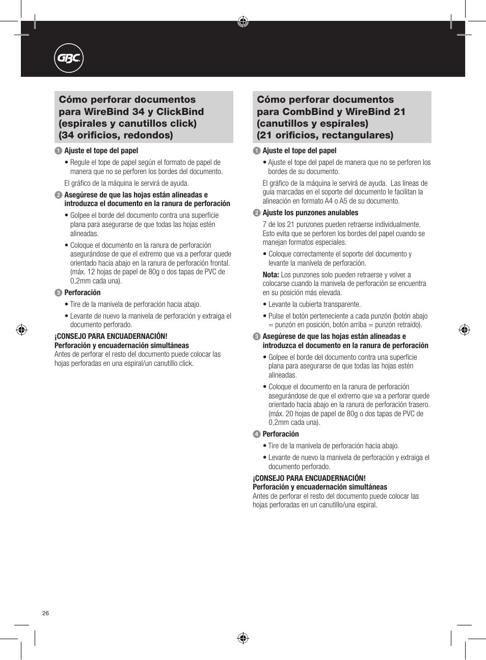 GBC 420 MultiBind User Manual | Page 26 / 74