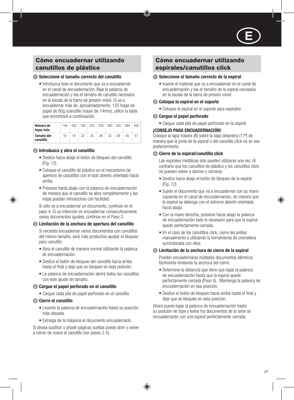 Cómo encuadernar utilizando canutillos de plástico | GBC 420 MultiBind User Manual | Page 27 / 74
