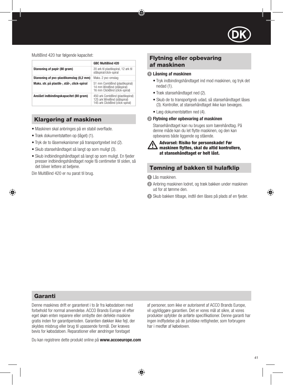 GBC 420 MultiBind User Manual | Page 41 / 74