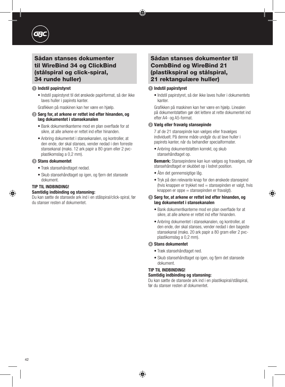 GBC 420 MultiBind User Manual | Page 42 / 74