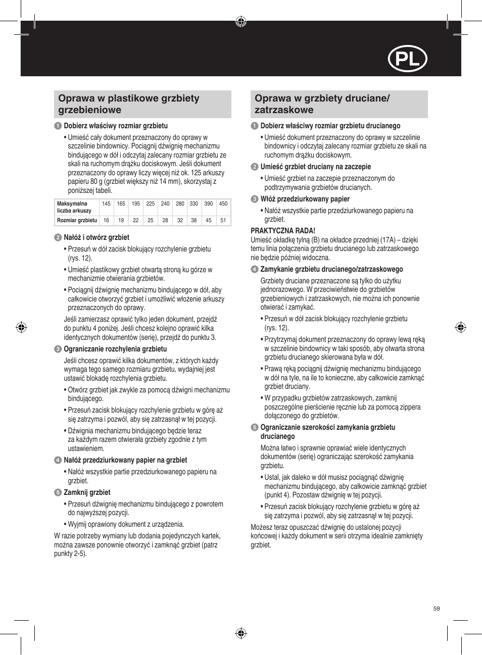 GBC 420 MultiBind User Manual | Page 59 / 74