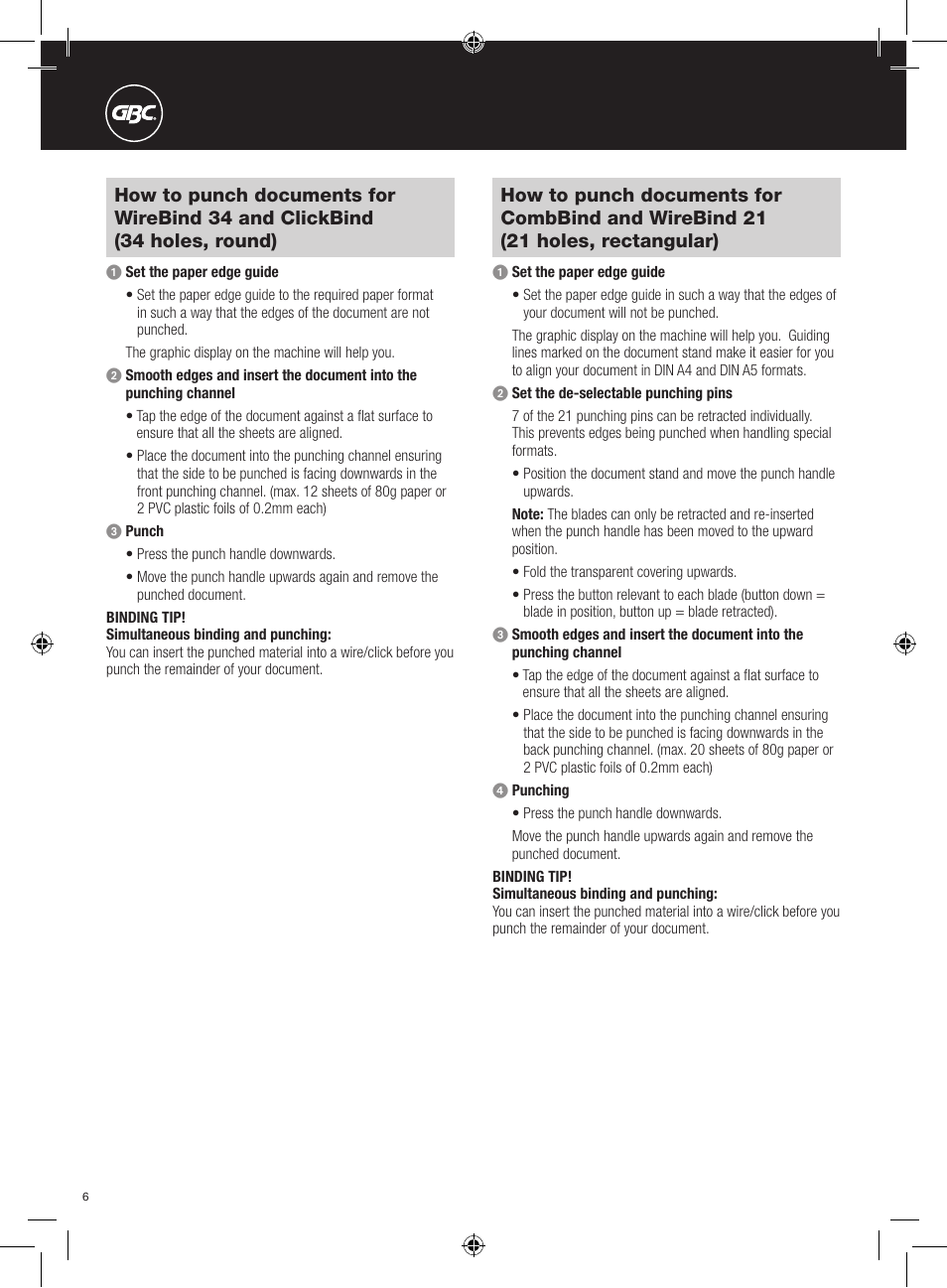 GBC 420 MultiBind User Manual | Page 6 / 74