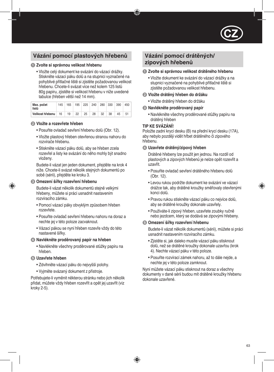 GBC 420 MultiBind User Manual | Page 63 / 74