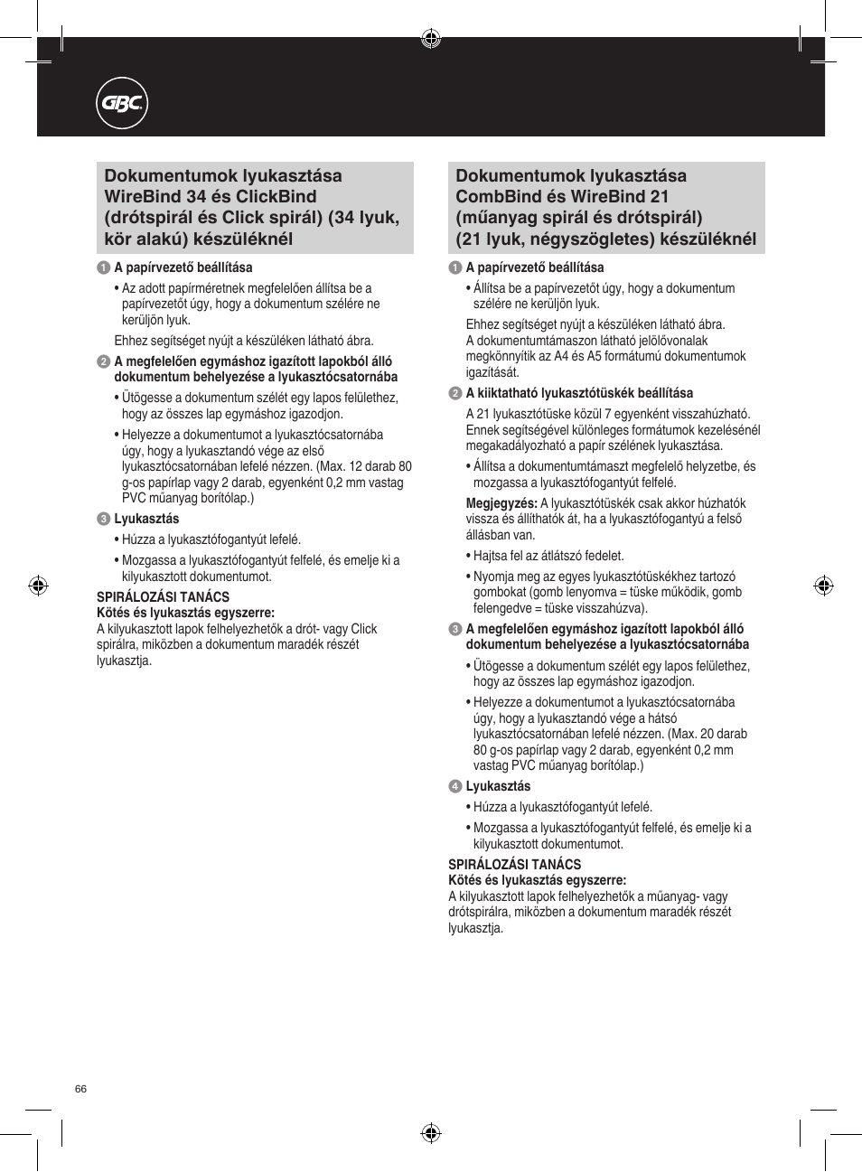 GBC 420 MultiBind User Manual | Page 66 / 74