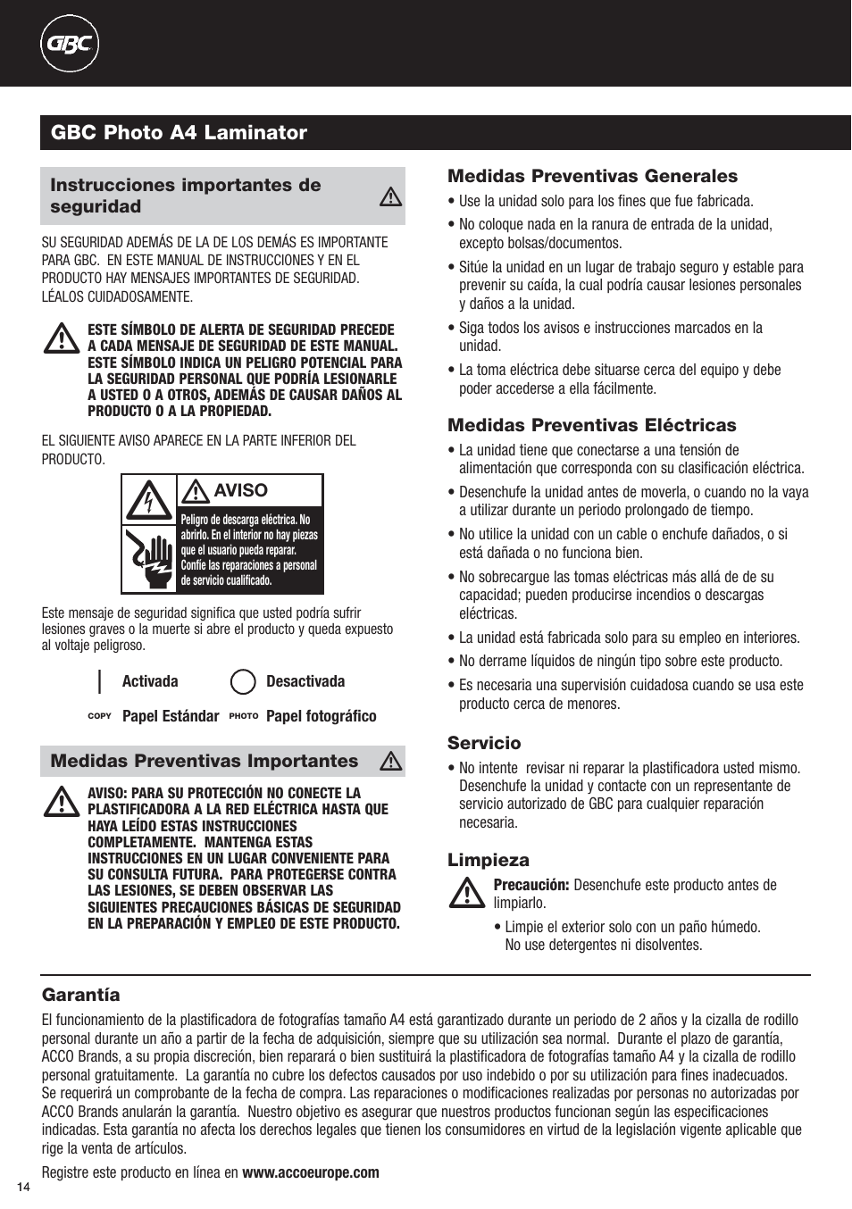 GBC Photo Laminator and Trimmer User Manual | Page 14 / 18