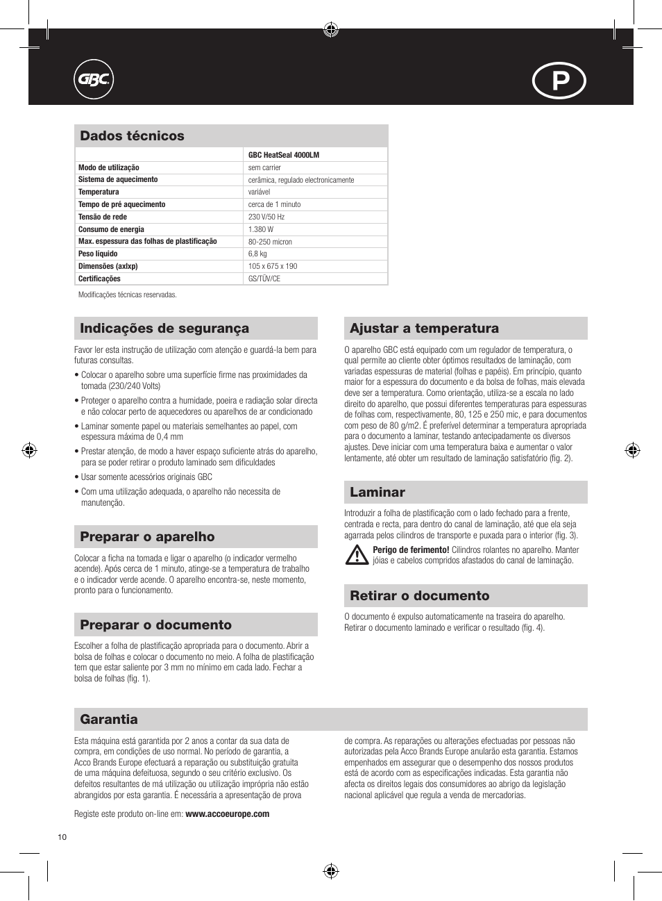 GBC 4000LM ProSeries HeatSeal User Manual | Page 10 / 22