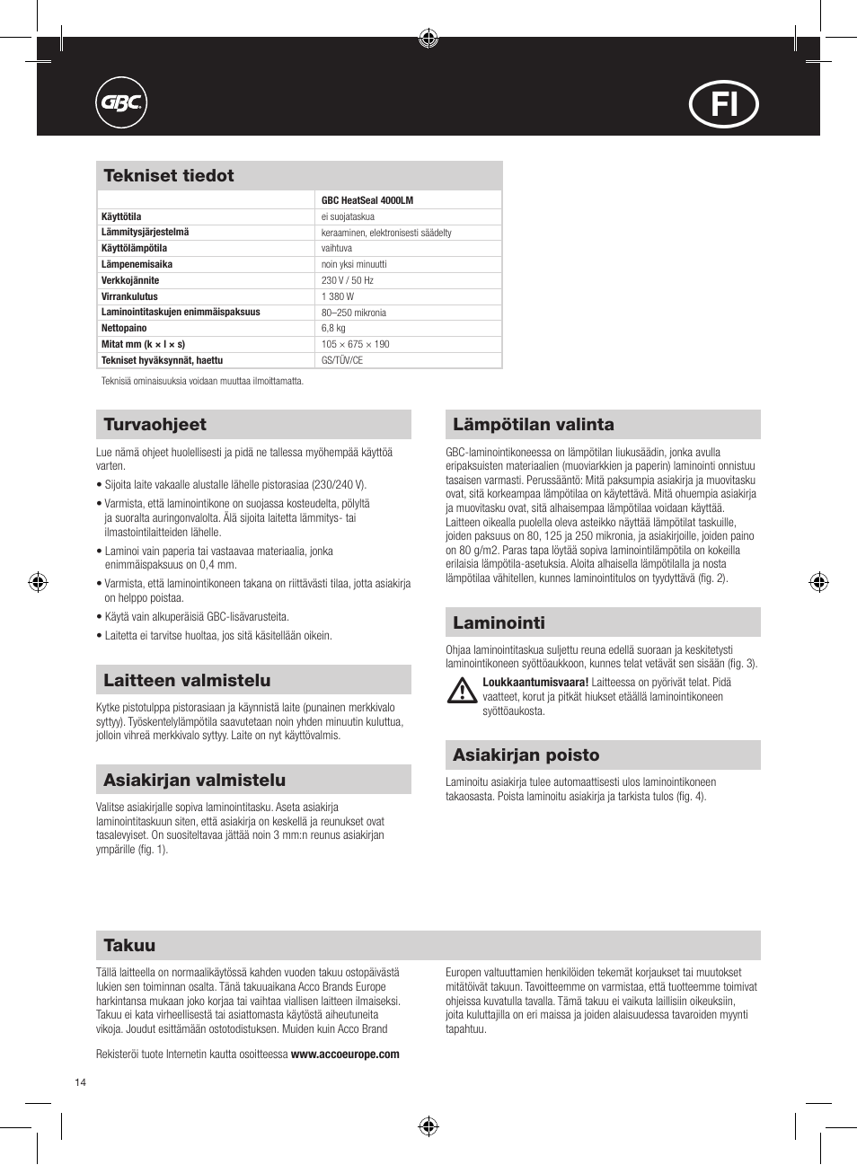 GBC 4000LM ProSeries HeatSeal User Manual | Page 14 / 22