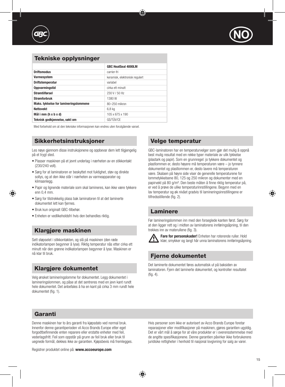 GBC 4000LM ProSeries HeatSeal User Manual | Page 15 / 22