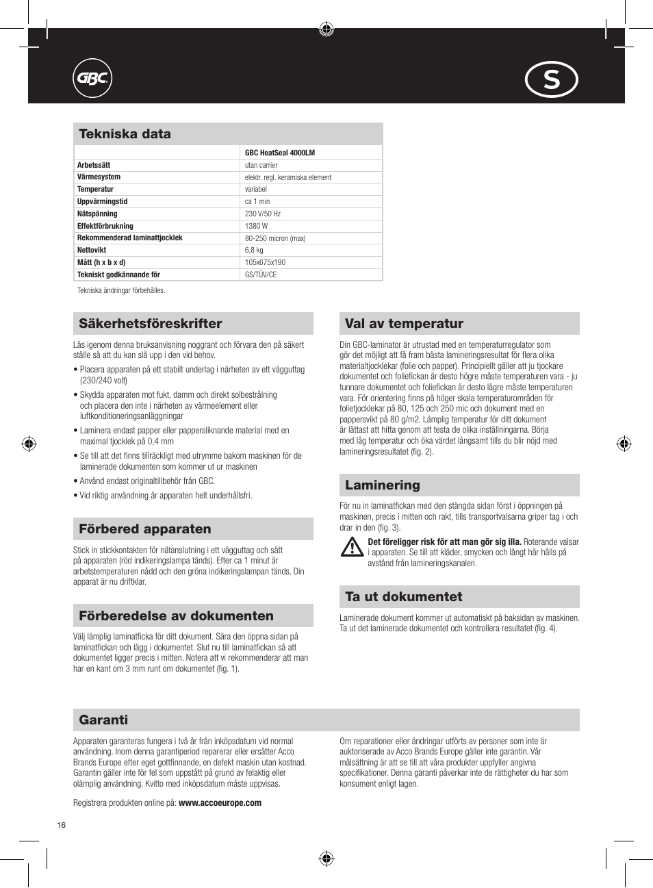 GBC 4000LM ProSeries HeatSeal User Manual | Page 16 / 22