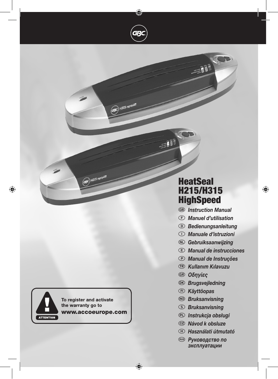 GBC H315 HeatSeal User Manual | 38 pages