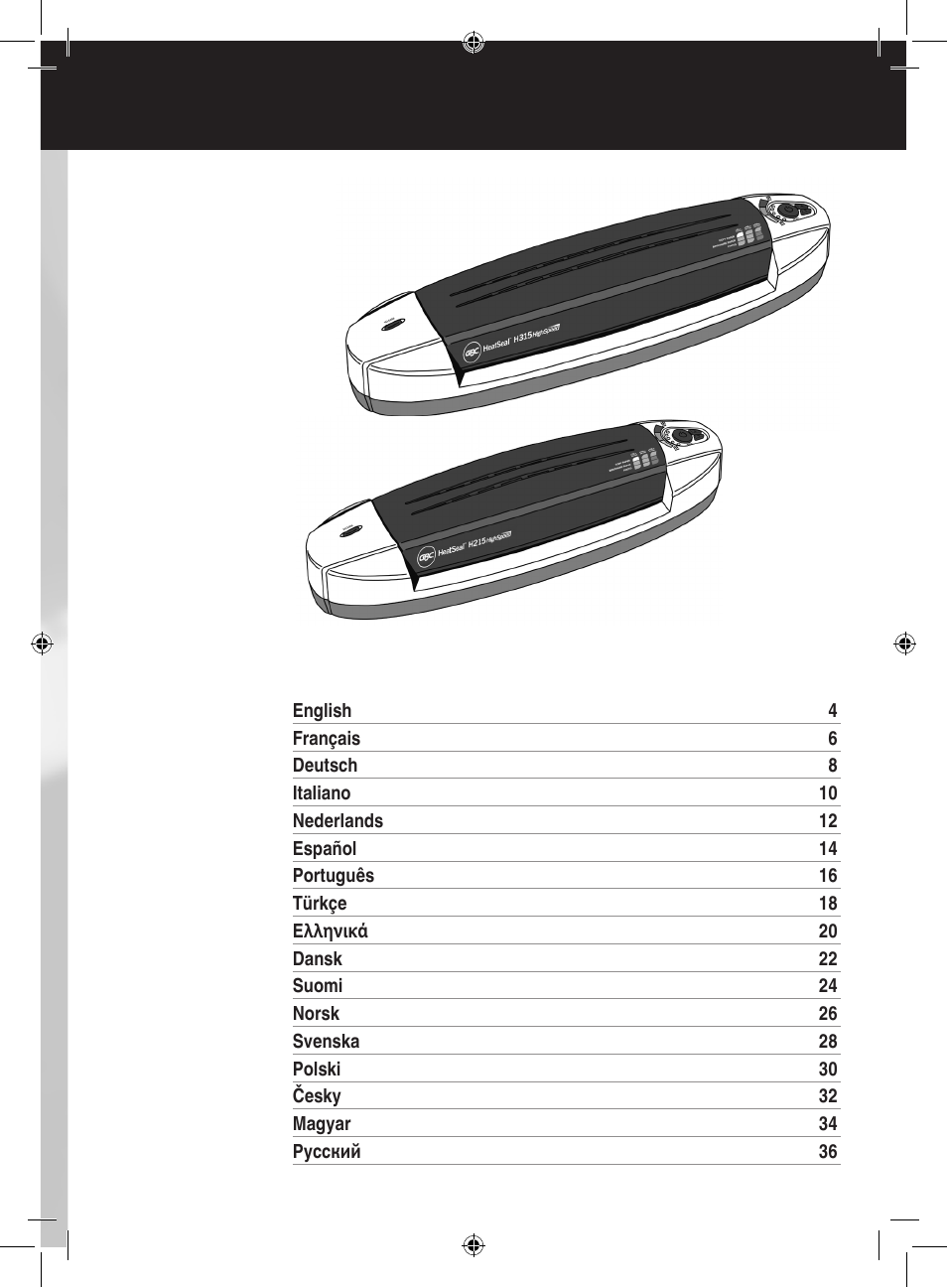 GBC H315 HeatSeal User Manual | Page 2 / 38
