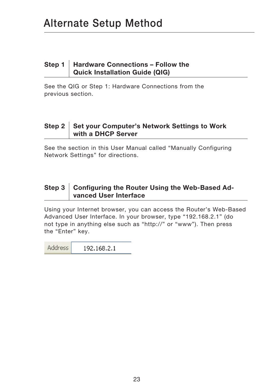 Alternate setup method | Belkin N1 WIRELESS ROUTER P75170EI User Manual | Page 27 / 104