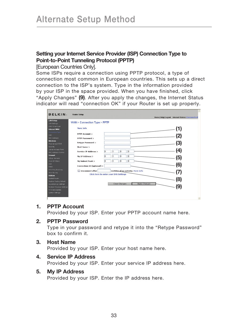 Alternate setup method | Belkin N1 WIRELESS ROUTER P75170EI User Manual | Page 37 / 104