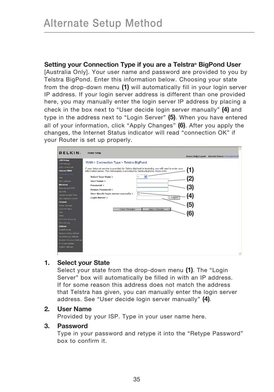 Alternate setup method | Belkin N1 WIRELESS ROUTER P75170EI User Manual | Page 39 / 104
