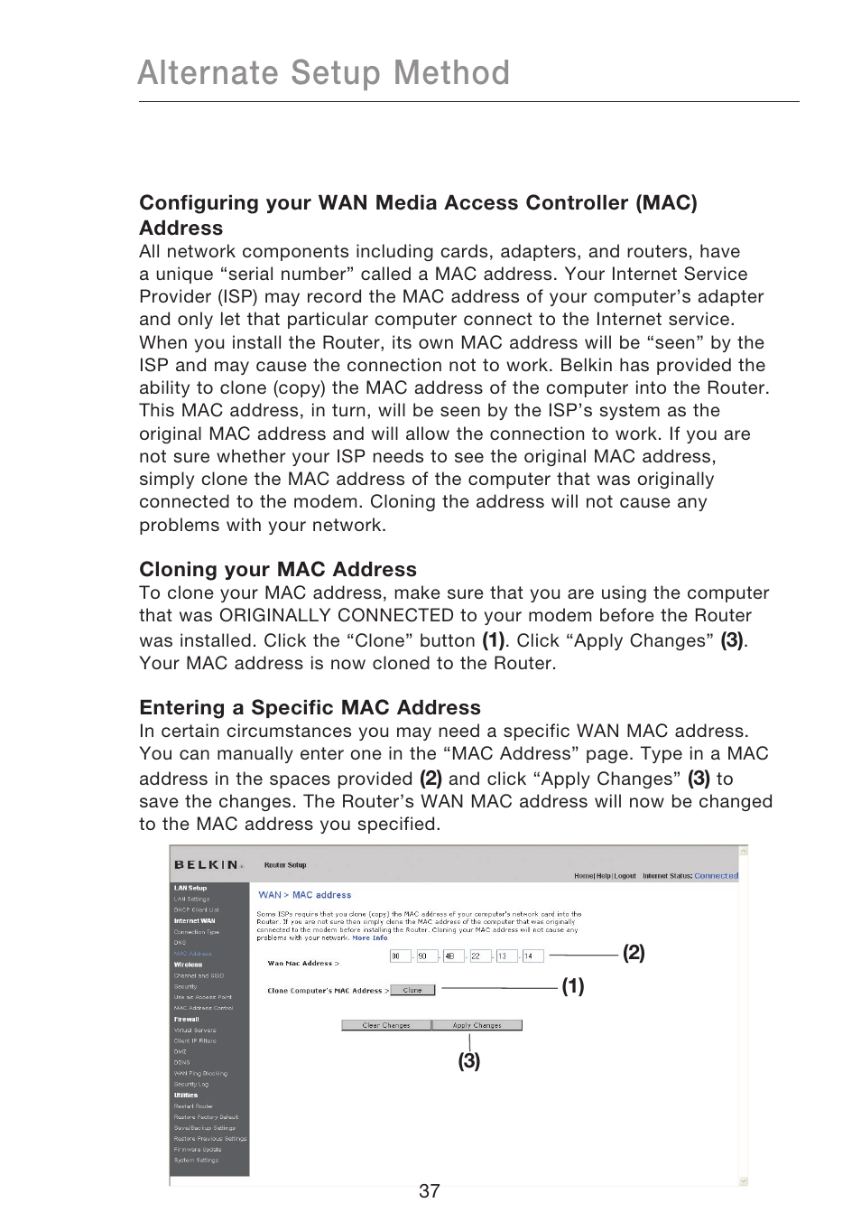 Alternate setup method | Belkin N1 WIRELESS ROUTER P75170EI User Manual | Page 41 / 104